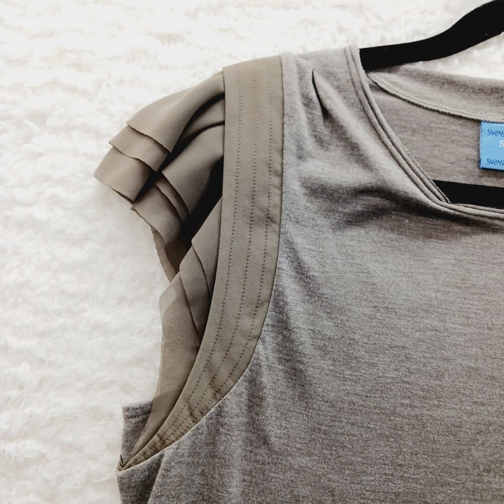 T-Shirt Women Taupe Boho Flutter Sleeve Romantic Minimalist Soft Girl Y2K Size M - Picture 5 of 8